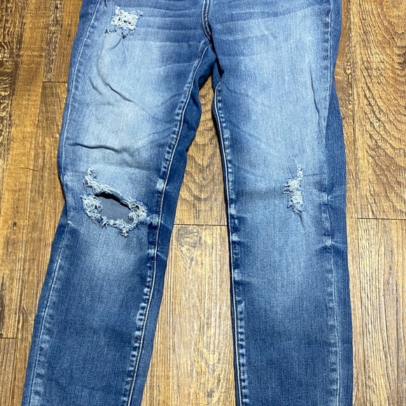 KanCan size 5/26 Distressed Ankle Jeans in Blue destroyed grunge stretch casual - Picture 3 of 10
